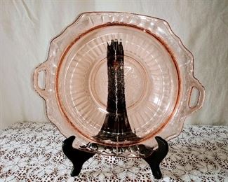 Pink Depression Glass Plate