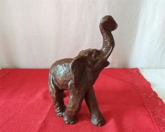 Carved Elephant with raised trunk