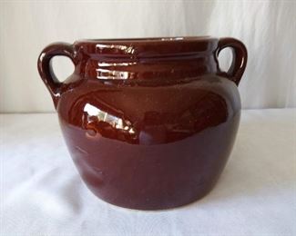 Brown Glazed Bean Pot