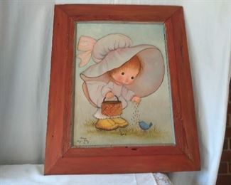 Framed Oil Painting of Child