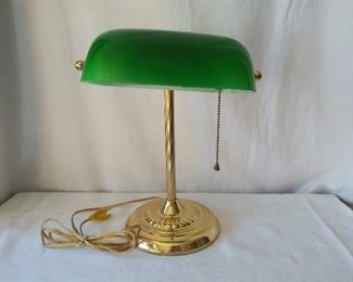 Brass Desk Lamp w/ Green Shade