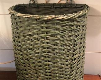 $24 / Vintage, painted green wall basket that is really well made