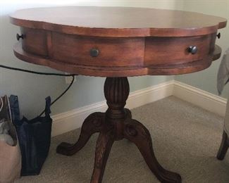 $145 each / One of two cloverleaf top accent tables or nightstands (one missing a knob is $135)