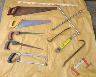Hand Saws, Clamps, Crow Bars, and Tire Iron