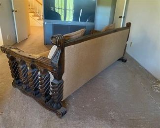 Upholstery is clean and no tearing.  Cushions are nice and firm.