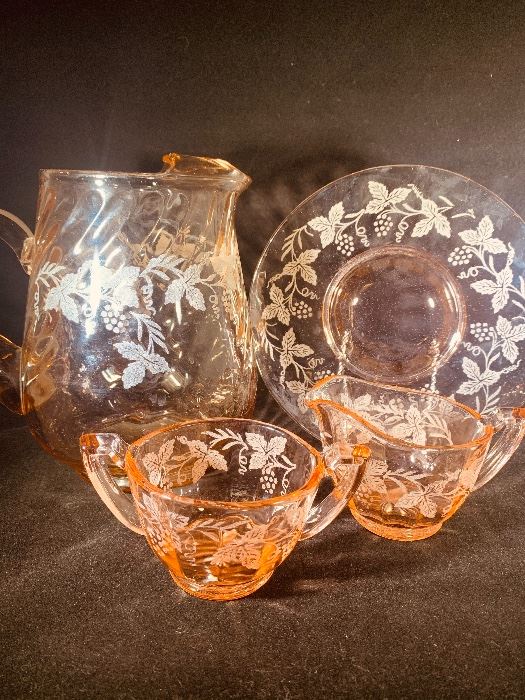 gorgeous pink Depression glass collection 