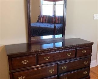 Dresser with Attached Beveled Mirror