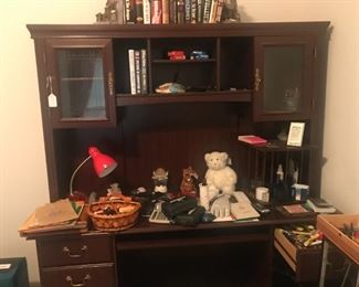 Beautiful hardwood desk with etched glass, priced to sell.