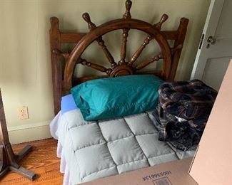 Ships wheel headboard $75