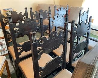 Antique black dining chairs