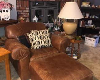 Leather chair and ottoman