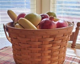 Large Longaberger Basket filled with Faux Fruit