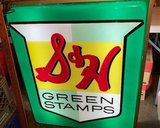 S&H Green Stamps Sign Lights perfectly! It is 39 Inches Tall. It has some paint flecks missing on time, see photo $300.00