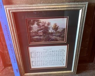 Framed Print with Sheet Music $12.00