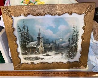 Snow Church Scene Art $24.00
