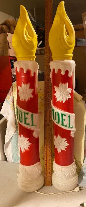 2 Noel Blow Mold Candles, See Photos of Flames $60.00