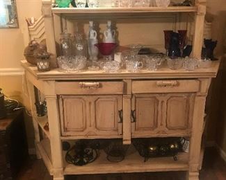 Great shabby chic distressed white cabinet great in kitchen or anywhere