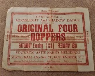 Antique NJ Dance Hall Poster (1930s ORIGINAL!)