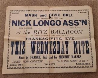 Antique NJ Dance Hall Poster (1930s ORIGINAL!)