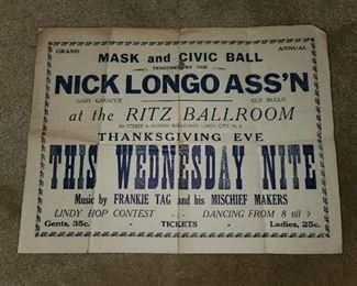 Antique NJ Dance Hall Poster (1930s ORIGINAL!)