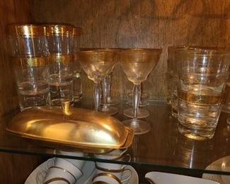 Gold Trimmed Crystal Stemware