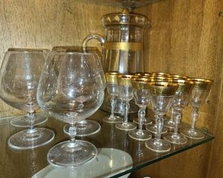 Gold Trimmed Crystal Stemware
