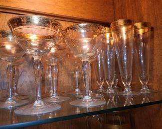 Gold Trimmed Crystal Stemware