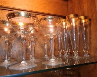 Gold Trimmed Crystal Stemware