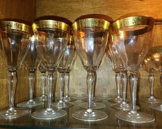 Gold Trimmed Crystal Stemware