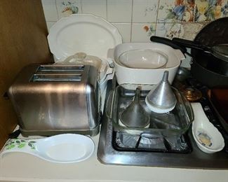 Assorted Kitchen Pots, Pans, Dishware, Glassware, China, Etc.