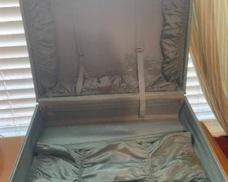 Inside of antique luggage