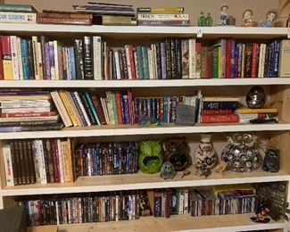 Books, DVDs, CDs, LP record albums, etc.