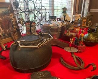 Cast iron kettle and mics items