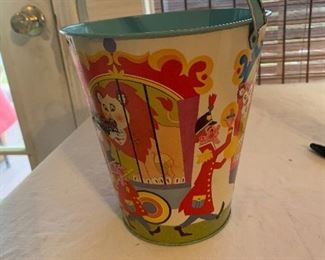 Vintage metal circus sand pail