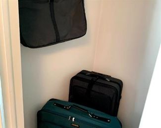 Samsonite Green Canvas Suitcase, Black Rolling Suitcase & Samsonite Folding Garment Bag!