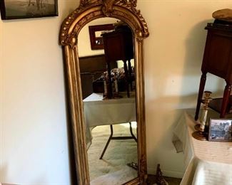 Full Length Vintage Gold Mirror w/ Marble Shelf !