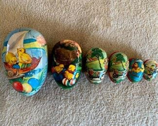 West German Paper Mache 6 Nesting Eggs!