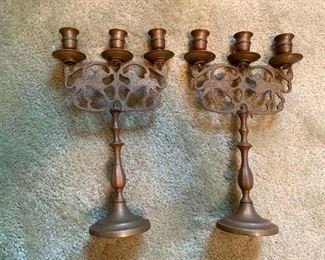Vintage Brass Candlesticks with Lions of Judah!