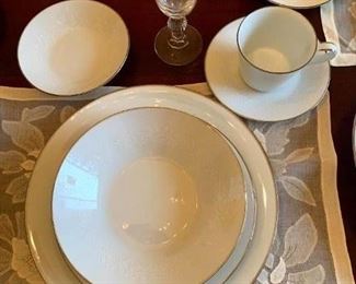 Close Up of 1963 Noritake “Reina” China 51 Pc Set, Beautiful White on White Pattern!