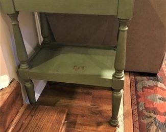 Antique Table with Glass Door On Top. Shelf inside. 15"x22"x30" High