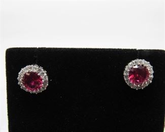 3.0 ct ruby and topaz earrings