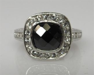 black and white topaz ring