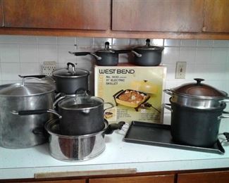 002 Calphalon Cookware, Vintage West Bend 14in Electric Skillet, and More
