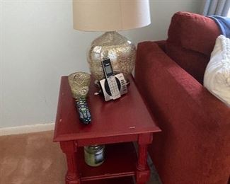 end table; lamps