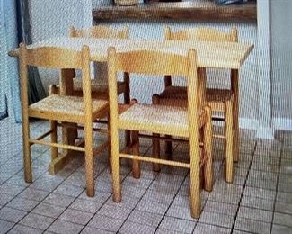 rectangular wooden small table with 4 chairs