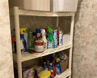 misc. chemicals, cleaners; shelving