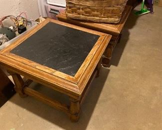 vintage end tables; slate tops