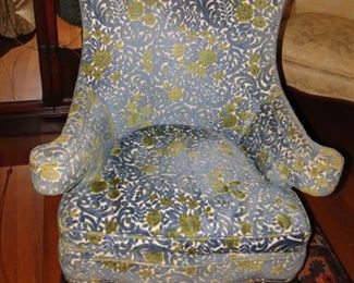 Silver Floral Wing Chair