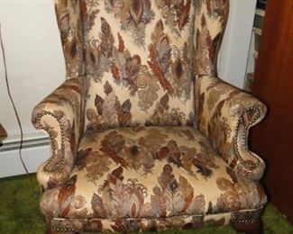 Feather Print Wing Chair