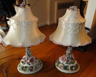 Floral Capodimonte Lamps 